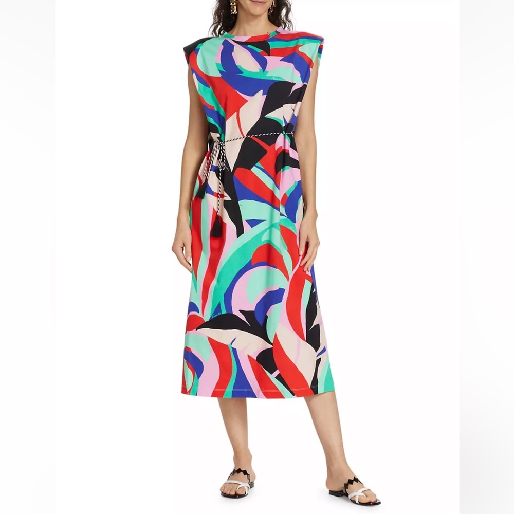 Colorful Farm Rio Monstera T-Shirt Dress with Rope Belt - Bright Beachy Resort